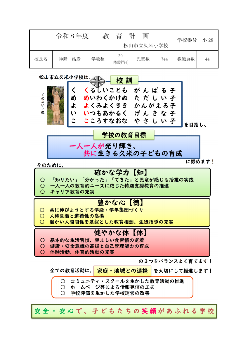 16 【小28　久米小】Ｒ８_教育計画１.pdfの1ページ目のサムネイル